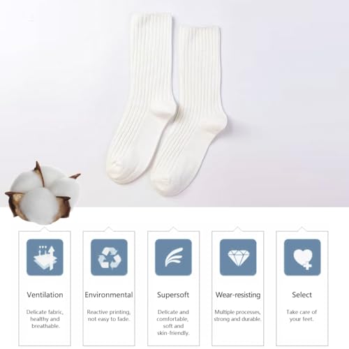 Image of Women Crew Dress Socks Cotton Solid Color Slouch Sock for Dressy Shoes 5 Pack
