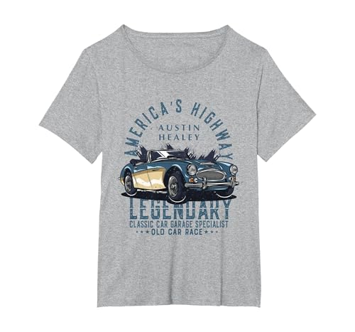 Austin Healey Sports Car T-Shirt, Women's Plus, Heather Grey, 1X
