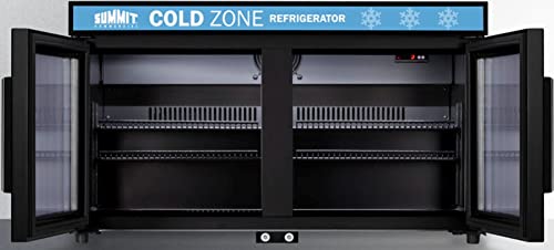 Summit Appliance SCR3502DLL Countertop Shallow Depth Single-Zone Commercial Refrigerator for Freestanding Use with French Glass Doors, Black Cabinet, Front Locks, and LED Lighting on Fridge.com
