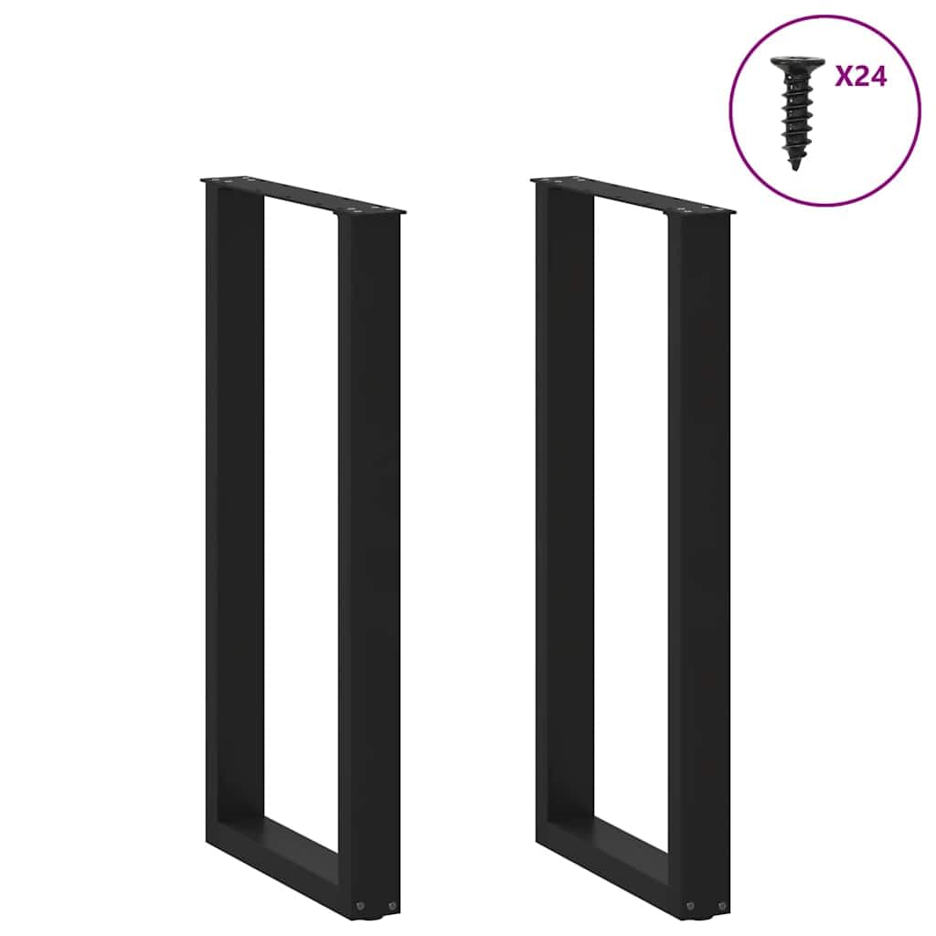 Patas de mesa de bar en forma de U, 2 unidades, color negro, 50 x (100 – 101) cm, de acero, robusto, para mesas altas y barras, moderno marco de bricolaje con patas niveladoras y tornillos