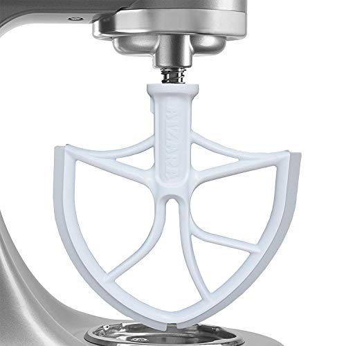 Flat Beater with Flex Edge Bowl Scraper Flat Blade for KitchenAid 6-Quart Bowl Lift Mixer (White)
