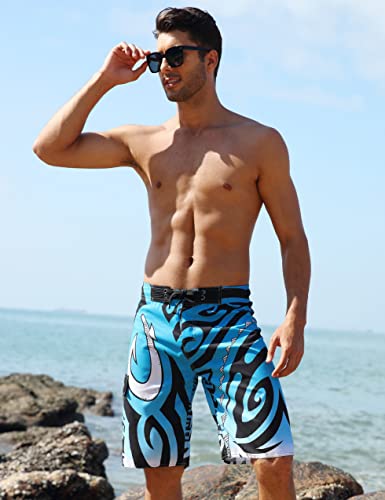 Nonwe Men's Quick Dry Wave Pattern With Mesh Lining Beach Shorts 1610820-34 #TOP3