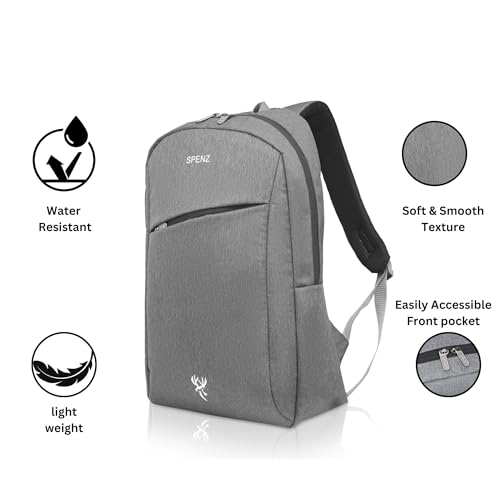 Image of SPENZ BAGS Laptop Backpack -Breathable Shoulder Straps, Mesh Side Pocket, Waterproof, Front Zipped Pocket, Padded Laptop Compartment, Backpacks