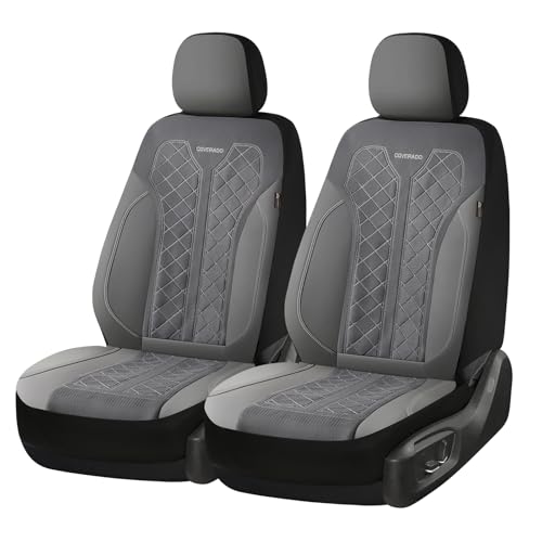 Coverado Car Seat Covers 2-Pack, Luxury Front Seat Covers, Automotive Car Seat Protectors, Gray Driver Seat Covers Universal Fit for SUVs, Trucks, Sedans by Coverado - Used condition - Image 7