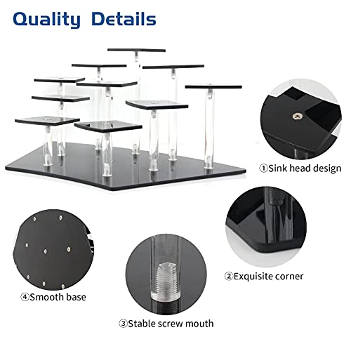 Bst Shier Black Acrylic 10 Set Display Stand Riser, Display Stand Shelf For Funko Mystery Minis Figures, Fit For 2 Inches Weight Small Action Figure Collectibles Amiibo Pops Figures (11.8" X 6.6") #TOP3