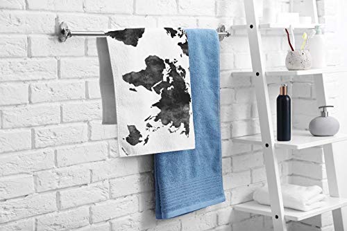 Ofloral World Map Hand Towels,Watercolor Black Map On White Background Soft Comfortable Super-Absorbent Towel For Bath/Kitchen/Yoga/Golf/Hair Towel For Men/Women/Girl/Boys 15X30 Inch #TOP6