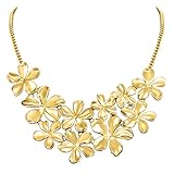 CLASSYZINT Shiny Gold Flower Statement Necklace For Women Short Chunky Collar Necklace Gold Floral B
