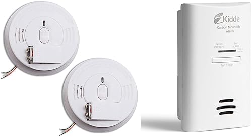 Kidde Smoke Detector, Hardwired Smoke Alarm with Battery Backup, Front-Load Battery Door & Carbon Monoxide Detector, Plug in Wall with AA Battery
