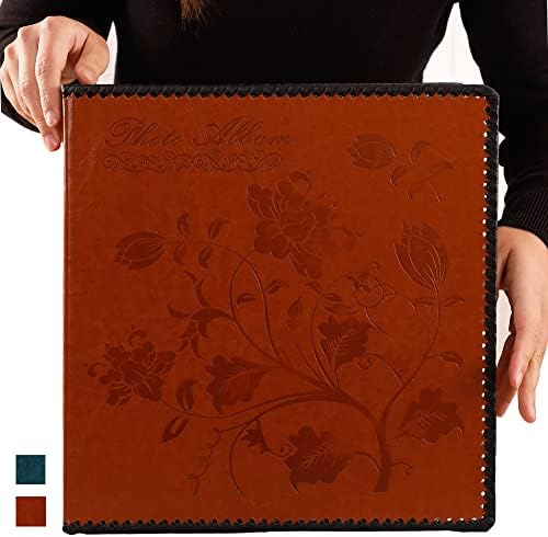 Totocan Photo Album Self Adhesive, Huge Magnetic Self-Stick Page Picture Album with Leather Vintage Inspired Cover, Hand Made DIY Albums Holds 3X5, 4X6, 5X7, 6X8, 8X10, 10X12 Photos (Brown 40 Pages)