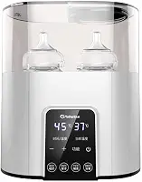 Aquecedor Duplo de Mamadeira Branco 110V com Visor LCD e Temporizador, Esteriliza, Descongela e Conserva Leite Materno e Fórmula