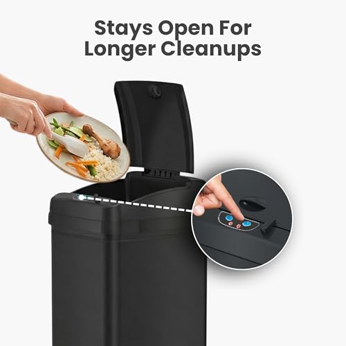 iTouchless 13 Gallon Sensor Trash Can with Lid, Pet Lock & Odor Filter, Patented 50L Automatic Motion Sensor Kitchen Garbage Can Fingerprint-Proof Luxury Stainless Steel Rectangular Wastebasket, Black by iTouchless - Used condition - Image 7