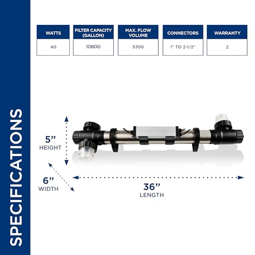 image for Alpine Corporation 40 Watt UV Clarifier for Fountains, Waterfalls, and