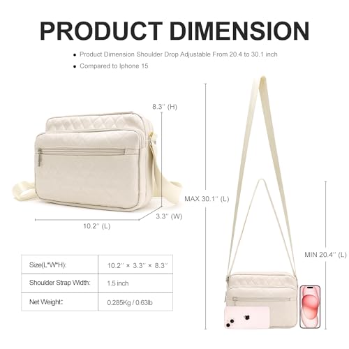 Image of Nylon Crossbody Bags for Women Trendy Quilted Cross Body Purse Medium Crossbody Purses Fashion Ladies Messenger Shoulder Bag