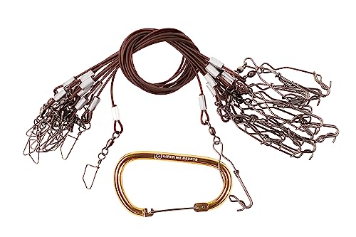 Lifetime Decoys Gang Rig Mainline Decoy Drops 12-Pack Fast-Connect PVC Coated Steel Cable with Heavy-Duty Clips