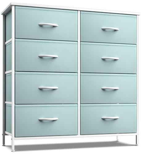 Image of Sorbus Kids Dresser with 8 Drawers - Storage Unit Organizer Chest for Clothes - Bedroom, Kids Room, Nursery, & Closet (Aqua, 31.5 x 12 x 32-8 Drawer)