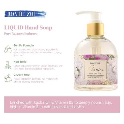 Image of ROMIIE ZOI Liquid Hand Soap with Gift Box - Peonies - 260ml / 8.7 fl.oz