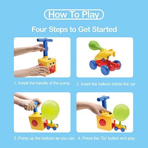 BAKAM Power Balloon Car Toy for Kids, Balloon Powered Car Children\'s Science Toy, Inflatable STEM Balloon Pump Cars Racer Kit for Boys Girls - Thumbnail 3