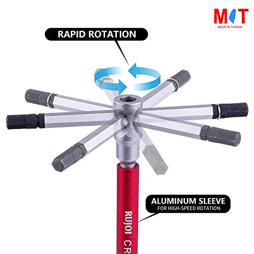 Rujoi Sae T Handle Allen Wrench Set,6Pcs T-Handle Hex Key With Speed Sleeves For Fast Spinning,Sliding Top Handle For“T" Or“L”Shape For T Handle Driver, T Handle Set Store In Folded Bag #TOP4