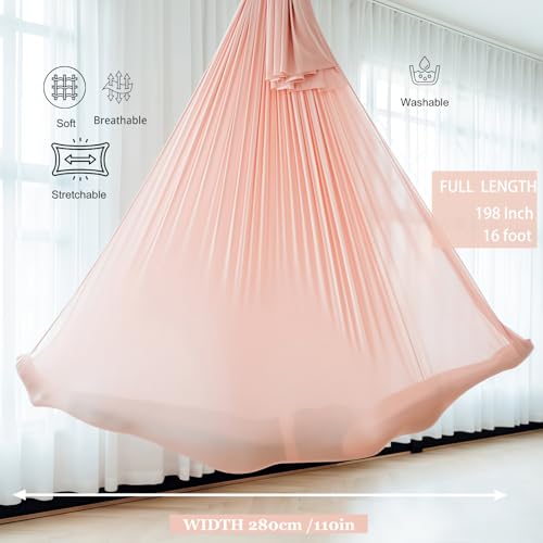 Image of F.Life Aerial Silk Yoga Hammock & Swing for yoga Inversion,Strength training,starter hardware kit