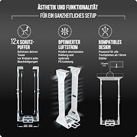 PC Halterung unter Schreibtisch – 35 kg Tragkraft, verstellbar (Weiß) | Schwerlast Computer Halterung · PC Halter für viele Tower-Größen · Für viele Schreibtische geeignet · Mehr Bodenfreiheit – Ansicht 4