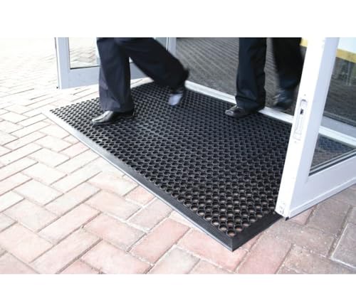 Heavy Duty Rubber Entrance Ramp Mat 90 x 150cm(0.9m x 1.5m)| XL Anti-Slip with Drainage Holes |Durable Indoor/Outdoor Safety Floor Mat |Anti Fatique, wheelchair Friendly |Ideal for Home, Office, Shops