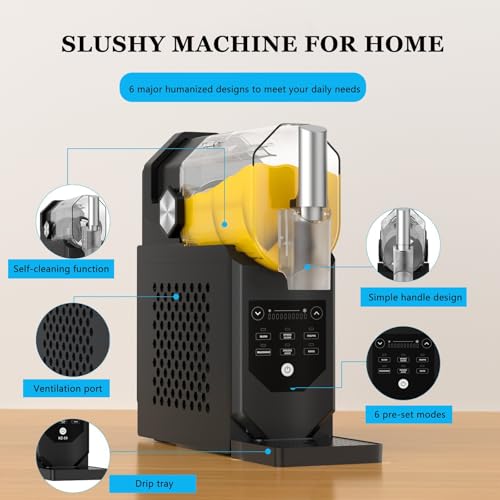 Slushie Maschine, Professionelle Slush Maschine für Zuhause – 15 Minuten, Kein Eis Nötig, Automatische Reinigung, 5 Voreinstellungen für Frozen Margaritas, Frappés und Mehr, Anti Rutsch Matte(Blue) – Bild 4