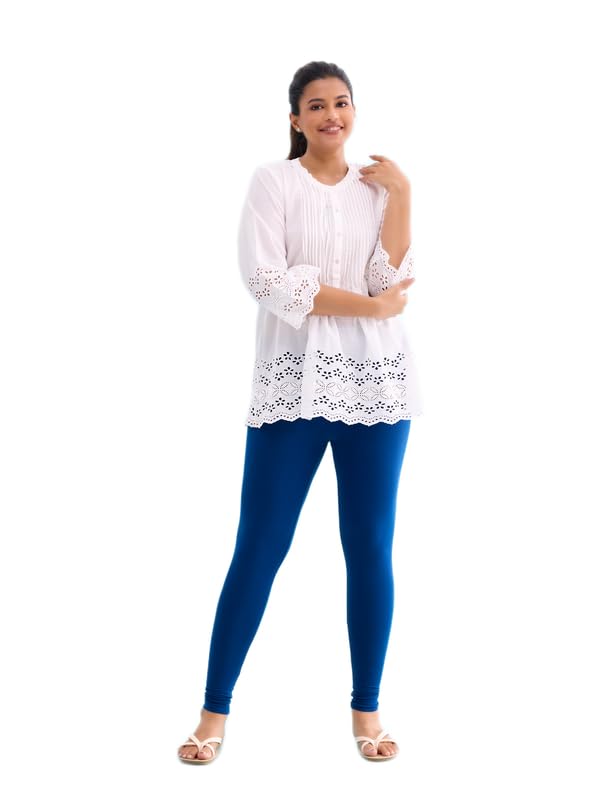Image of GO COLORS Soft Cotton Stretch Ankle Length Leggings for Women | Breathable