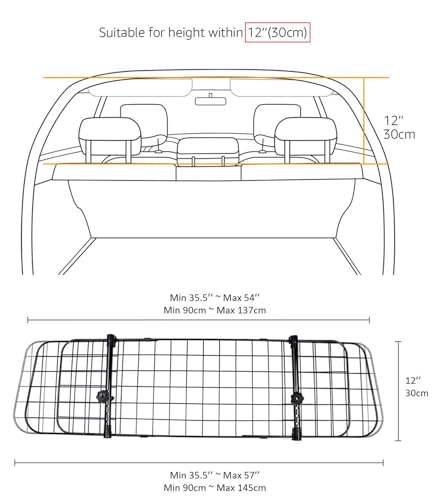 BFRDGE Kofferraum Trenngitter für Hunde, für VW Golf VII 7|Golf 7 GTE/Golf GTD 2011-2020 Hundegitter zum Transport für deinen Hund, Kofferraumschutz Gitter,A12IN