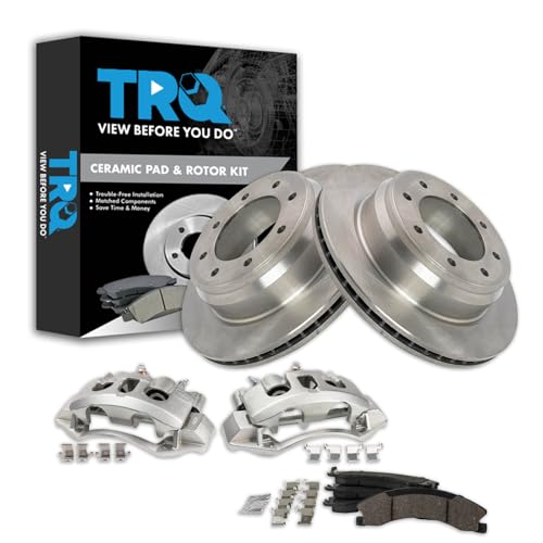 Image of TRQ Rear Brake Pad, Caliper, & Rotor Kit Ceramic Compatible with 2012-2021 Nissan NV1500 NV2500 NV3500