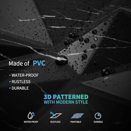 Image of Art3d A10315BM 3D Diamond Design Paneling for Interior Decor, Living Room, TV Wall Background, Bedroom, Gaming Setup, 11.8 inch x 11.8 inch, Black Marble, 33 Pack