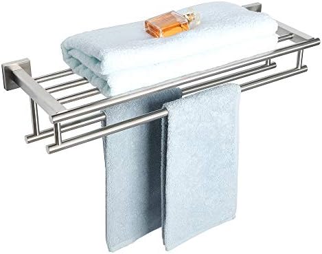 Sayayo Towel Rail Wall Mounted Bathroom Towel Shelf 16-Inch Towel Holder, SUS304 Stainless Steel Brushed Gold Towel Rack, EGZ8040-G
