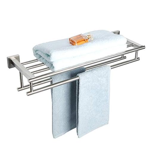 Alise Towel Rack,Towel Holder Towel Shelf with Double Towel Bars for Bathroom Lavatory,SUS 304 Stainless Steel Wall Mount Towel Hanger,24-Inch Brushed Nickel,GZ8000-LS