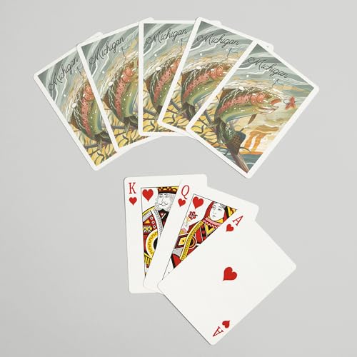 Baraja Michigan Underwater Trout, 52 cartas tamaño póker miniatura 7