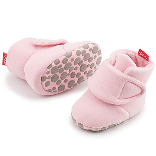 Zoolar Newborn Infant Baby Girl Boy Cotton Booties Stay On Sock Slippers Soft Shoes Non-Skid Ankle Boots with Grippers Toddler Crib Winter Shoe First Walker Birthday Shower Gift