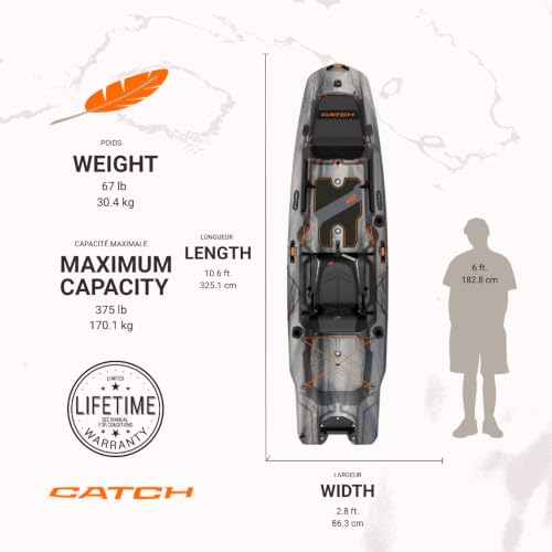 Pelican Catch Mode 110 - Angler Fishing Kayak with Lawnchair seat - 10.5 ft