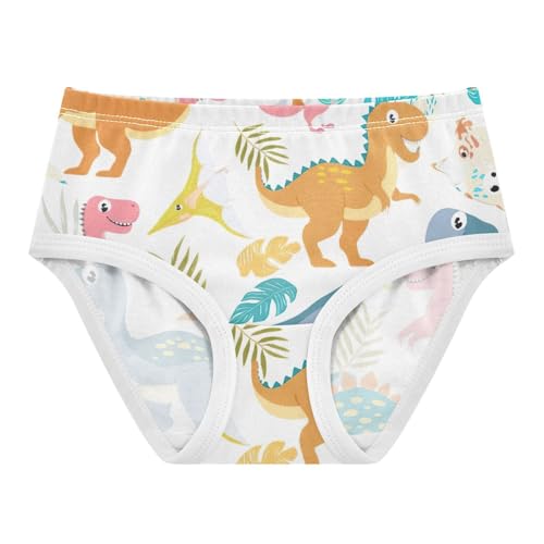 Toddler Panties, Colorful Dinosaurs Cotton Underwear Girls, 2T–8 Years
