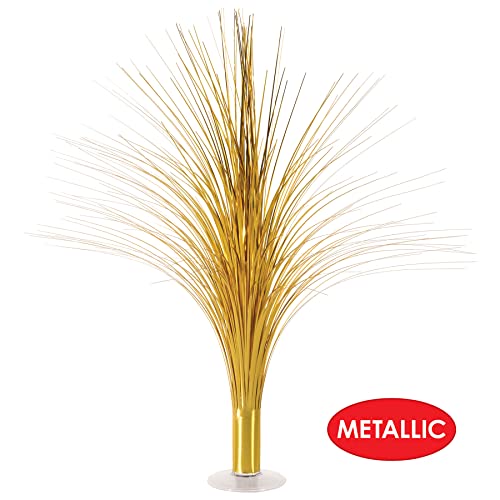 Beistle Metallic Spray Centerpieces - 2-Pack Elegant Gold Table Decorations with Clear Base, Shimmering Foil Sprays for New Year’s Eve, Hollywood Awards Night, Graduation and Celebration Events, 19” - Image 7