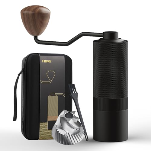 Image of MAVO Manual Coffee Grinder, Wizard Hand Coffee Grinder, Capacity 25g with CNC Stainless Steel Pentagon Conical Burr, Adjustable Setting, Burr Coffee Bean Grinder for French Press, Pour Over Black