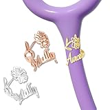 Personalisiertes Stethoskop Namensschild - Gravur gravierte ID-Marken - Individuelles für Mediziner Tierärzte, medizinische Assistenten, Geschenke zur Krankenschwes (Blume)