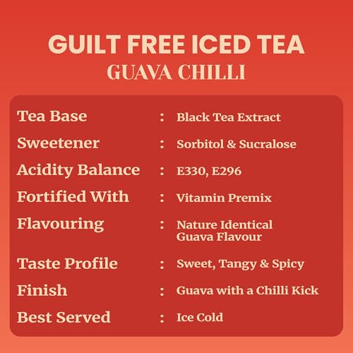 Image of Impulse Coffees Guilt Free Iced Tea Guava Chilli | Iced Tea Powder Drink Mix | Zero Refined Sugar, Sweet & Spicy, Low Calorie | 20g x 20 Sachets (400g)