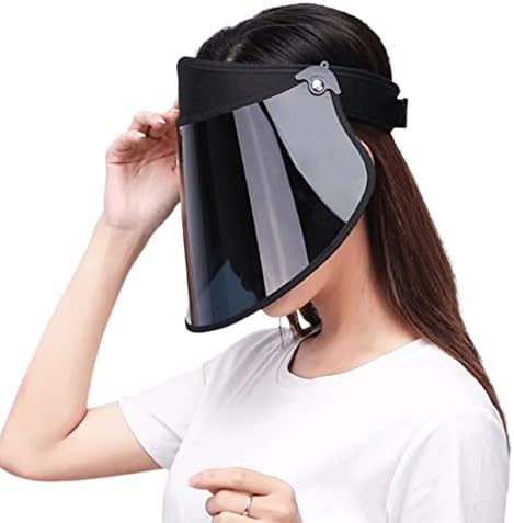WITHMOONS Sun Visor Face Shield UV Protection Simple Black Hat Full Face Shield Sunblock