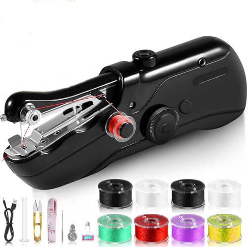 Sewing Machine for beginners, Two Modes, Portable Sewing Machine for Various Fabrics, Quick Clothes Repair for Home DIY & Trave（Black-A1)