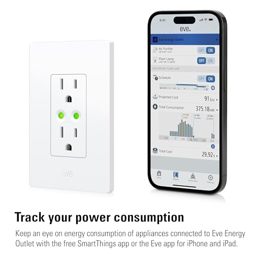 Image of Eve Energy Outlet (Matter) 3-Pack - Smart Outlet & Power Meter, App & Voice Control, No Bridge, Thread, Works with Apple Home, Alexa, Google Home, SmartThings, 100% Privacy, Requires Thread Router
