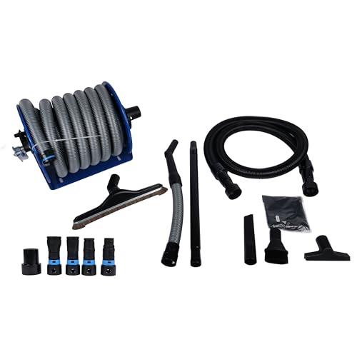 Quick Click Dust Collection Power Tool Adapters and Steel Hose Reel Kit for Shop Vacs and Woodworking