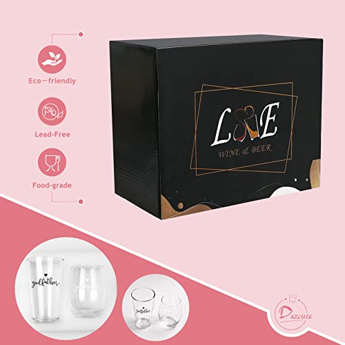 Dazlute Godparents Proposal Gift, Godfather Beer Glass Godmother Stemless Wine Glass For Godmother Godfather Mothers Day Fathers Day Christmas Birthday, Baptism Gift For Godparents From Godchild, 17Oz #TOP5