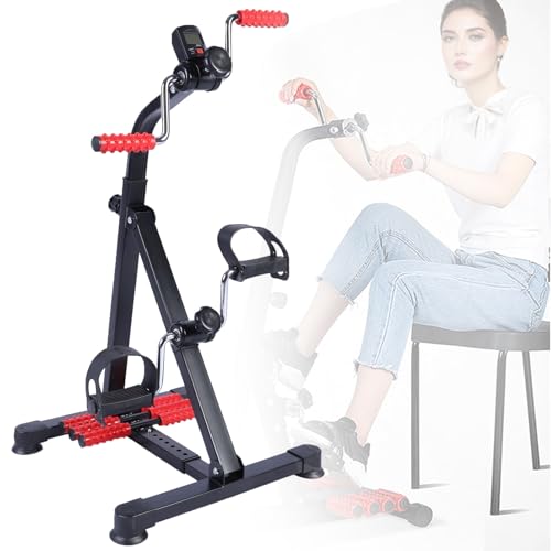 BBTEQEKN Pedal Exerciser Bike for Seniors, Adjustable Hand Arm Leg Knee Exercise Equipment, Home Exercise Equipment, Elderly Indoor Adjustable Fitness Equipment for Total Body