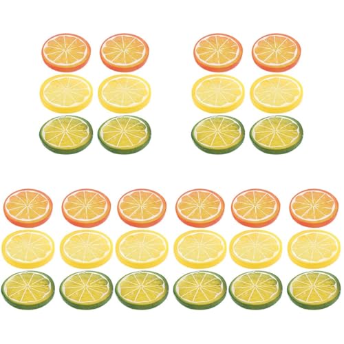 PRETYZOOM 30pcs Fake Lemon Slices: Artificial Fake Lemon Slices Props, Simulation Lemon Fruits Model for Summer Lemonade Party Decoration