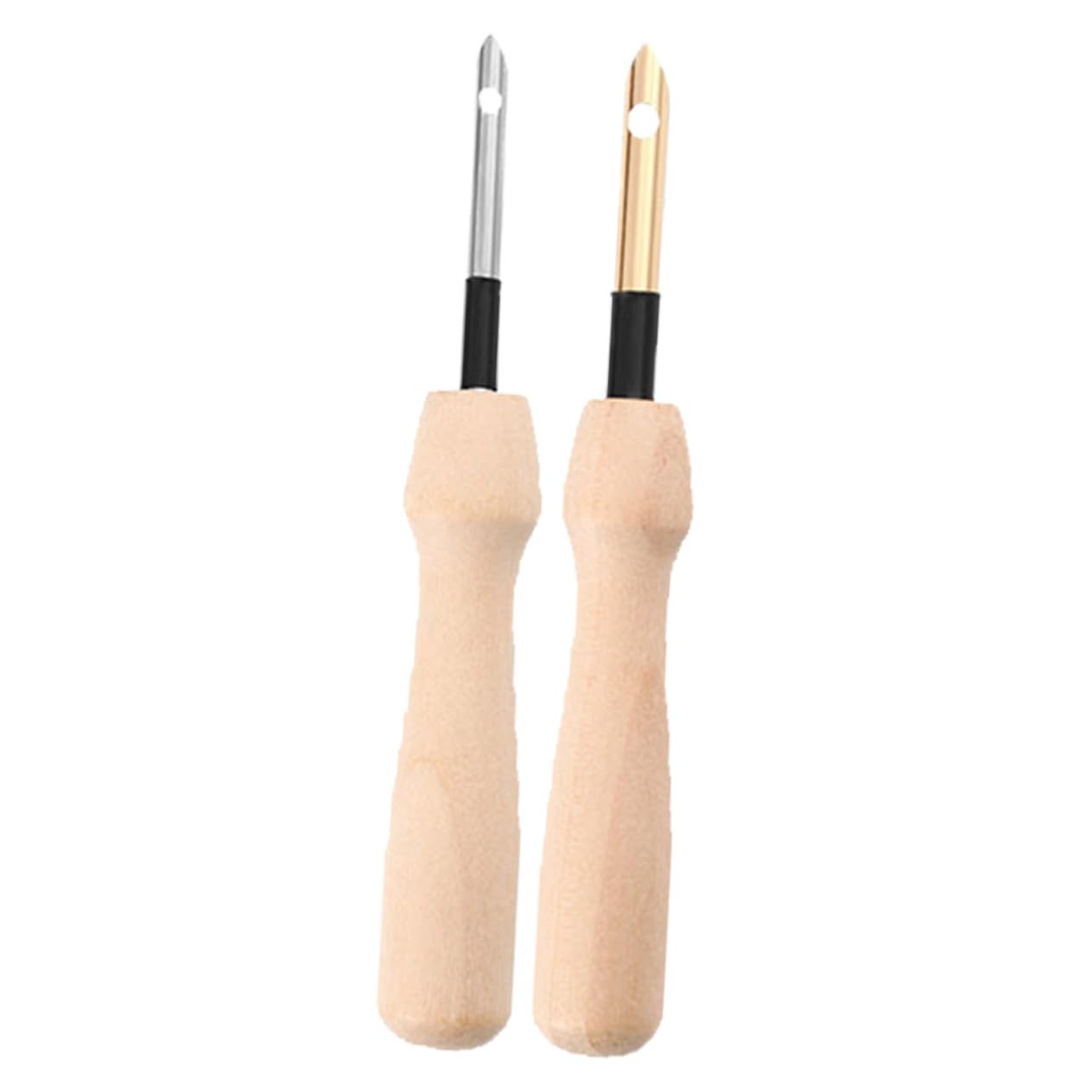 KONTONTY 2pcs Wooden Handle Punch Needle for Needle Art Embroidery Craft Beginners