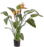 Color: Naranja artplants.de Estrelicia sintética Dalila, Naranja-Violeta, 110cm, 17x22cm - Ave del paraíso Artificial - Flor de pájaro sintética