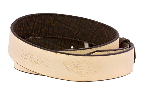 El Presidente Mens Rustic Brown Elephant Print Leather Cowboy Belt Silver Tone Buckle Cinto4